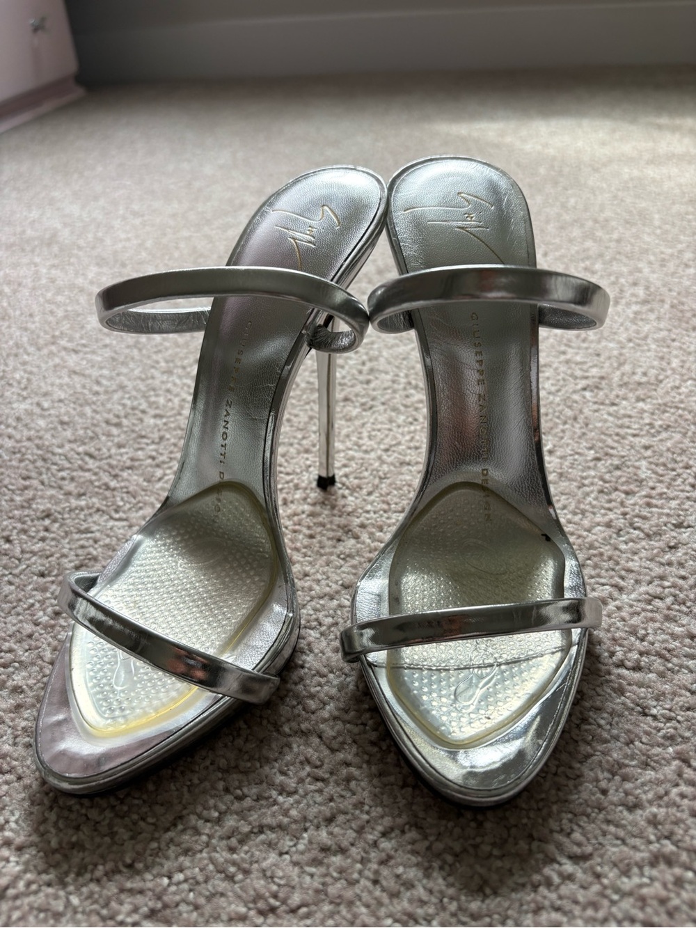 Giuseppe Zanotti Metallic Silver Heels